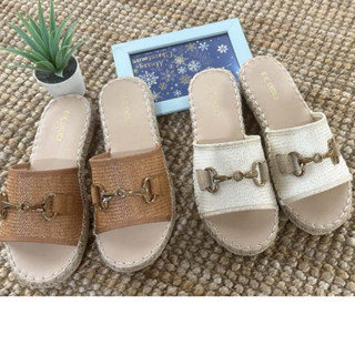 River&Moon涼鞋 大尺碼36-43手工編織馬蹄扣造型寬版平底涼拖鞋