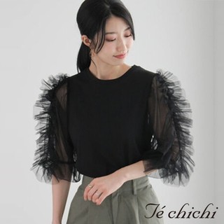 Te chichi 華麗荷葉薄紗五分袖上衣(FC43L1C1680)