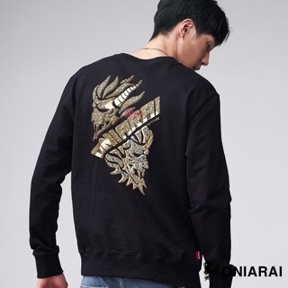 BLUE WAY 鬼洗 ONIARAI - 男款 潮流金屬鬼頭文字大學長TEE(黑)