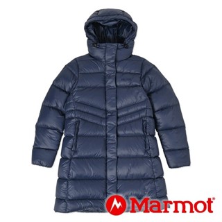 【Marmot】女連帽防風長版羽絨外套(FP750)『藏青』TSAWD021