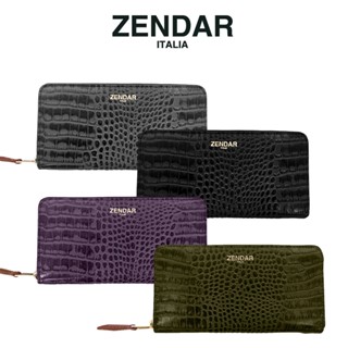 ZENDAR 義大利 頂級 小牛皮 拉鍊長夾 鱷魚紋 霏比 長夾 全新 專櫃 展示品 送禮首選 (附禮盒包裝 品牌提袋)