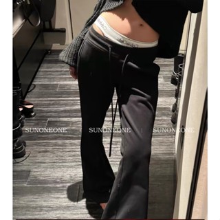 巨顯腿長！棉質運動微喇褲 喇叭褲 休閒褲 高個子長褲 薄長褲 高腰褲 黑色長褲 灰色棉褲 日系長褲 棉長褲 黑色喇叭褲
