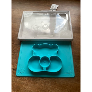 二手9成新-美國原廠正品 EZPZ Mat care bears聯名款餐盤 矽膠防滑餐盤 餐具安全無毒矽膠