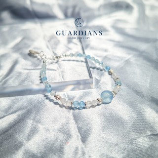 【Guardians】《浪花》海藍寶 月光石 拉長石 925純銀 碎鑽 羽毛 串珠 手鍊 手環 桃花 戀愛 開運水晶