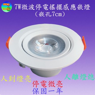 SI-213-7A 7W微波停電搖擺感應嵌燈(嵌孔7cm)【滿2000元以上送一顆LED燈泡】