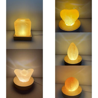 喜馬拉雅山鹽燈 迷你小鹽燈 USB led 原木發亮底座 擴香燈 精油燈 氣氛燈 網紅創意燈