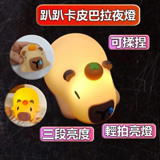 【最高折400】卡皮巴拉燈 夜燈 水豚燈 水豚夜燈 造型夜燈 小夜燈 拍拍燈 充電夜燈 usb夜燈 led夜燈 可愛夜燈