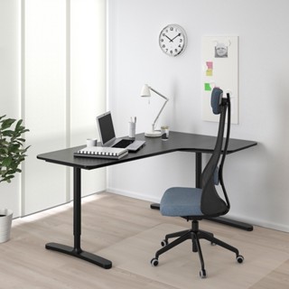 絕版品/北歐IKEA宜家BEKANT轉角桌書桌電腦桌辦公桌/右側/黑/110x160/高度可調/二手八成新/特$5480
