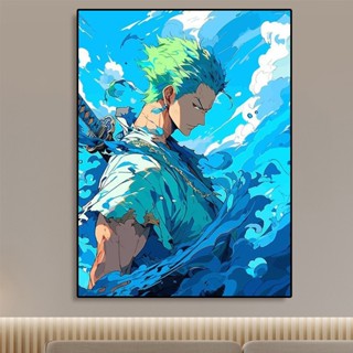DIY數字油畫30*40cm附送畫筆顏料 海賊王卡通畫動漫畫二次元 填充畫 房間掛畫 客廳裝飾畫 解壓手繪畫 男生日禮物