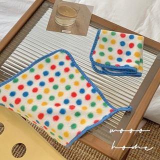 Wooohome 臺灣現貨 ins彩色波點吸水抹布 洗碗布 可掛式抹布 珊瑚絨抹布 廚房抹布 擦車布 吸水布 抹布廚房