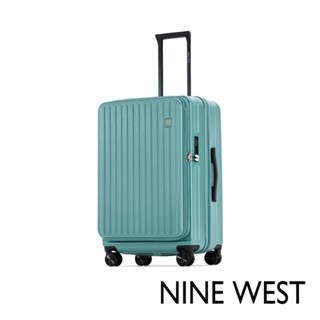 【NINE WEST】BYRON經典直條 20/24/28吋前開式擴充/行李箱/防爆旅行登機箱-松石綠-NW31268