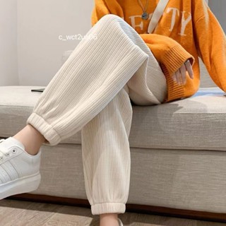 💘特惠新品燈芯絨褲 雪尼爾運動褲女褲寬松束腳秋冬季加絨加厚新款顯瘦休閑燈芯絨褲子