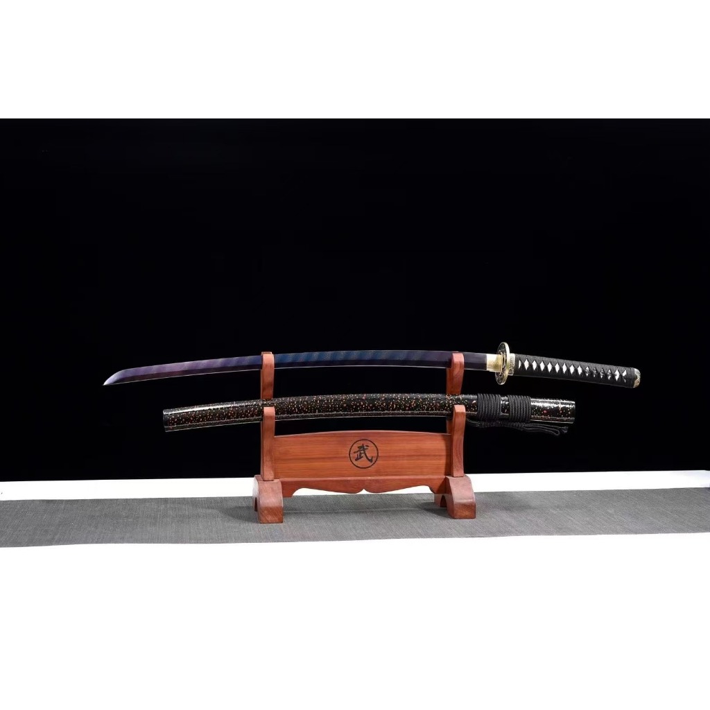 【廠家直銷】花紋鋼烤藍扭轉紋武士刀《魔龍》日本刀 武士刀 居合刀 Katana 居合道 打刀 日式指揮刀 太刀 未開刃