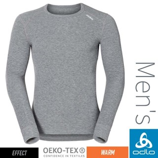 【瑞士 ODLO】送》男 款保暖控溫銀離子圓領長袖衛生衣 warm 排汗抓絨運動內衣 蓄熱內搭衣 152022