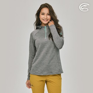 ADISI 女連帽透氣快乾保暖中層衣(手臂口袋) AL2221068 (S-XL) 煙灰色｜磨毛 刷毛 彈性 排汗速乾