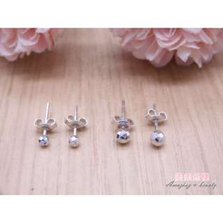 美美銀樓 PT950白金 刻面球 圓球造型耳環