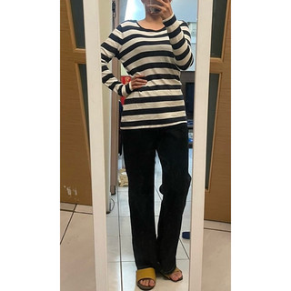 GAP 長版粗條紋上衣 深藍白條紋 橫紋長版上衣