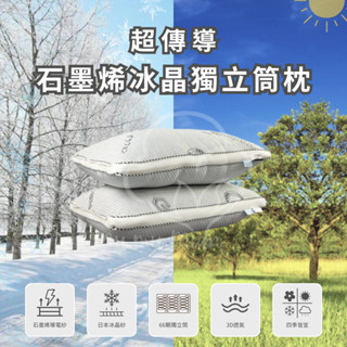 【慕沐眠 快速出貨】石墨烯冰晶獨立筒枕 臺灣製造 66顆獨立筒彈簧 兩面四季可用 防靜電 枕頭 枕芯