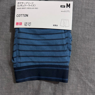 🉐日本UNIQLO 男/四角褲 /BOXER BRIEFS (REGULAR RISE) 藍色條紋.M號