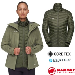 【MAMMUT 長毛象】女 二件式 連帽防水外套 GORE-TEX 2.5 Convey 羽絨外套/沼澤綠 29061