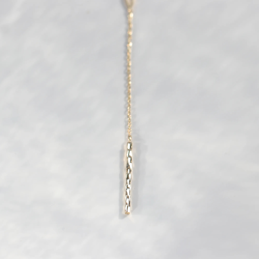 【 CHARIS 韓國珠寶】純14K金  閃亮長金條項鍊 洗澡免摘 流汗碰水不褪色