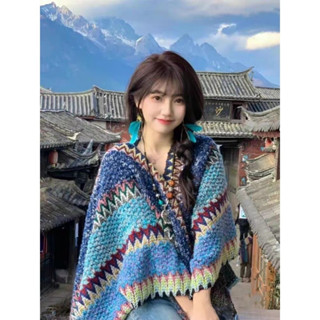 臺灣發貨 民族風披肩 旅遊穿搭鬥篷 披風外搭 圍巾 保暖披肩 拍照超好看 氛圍感圍巾 外出穿搭斗篷 保暖時尚圍巾