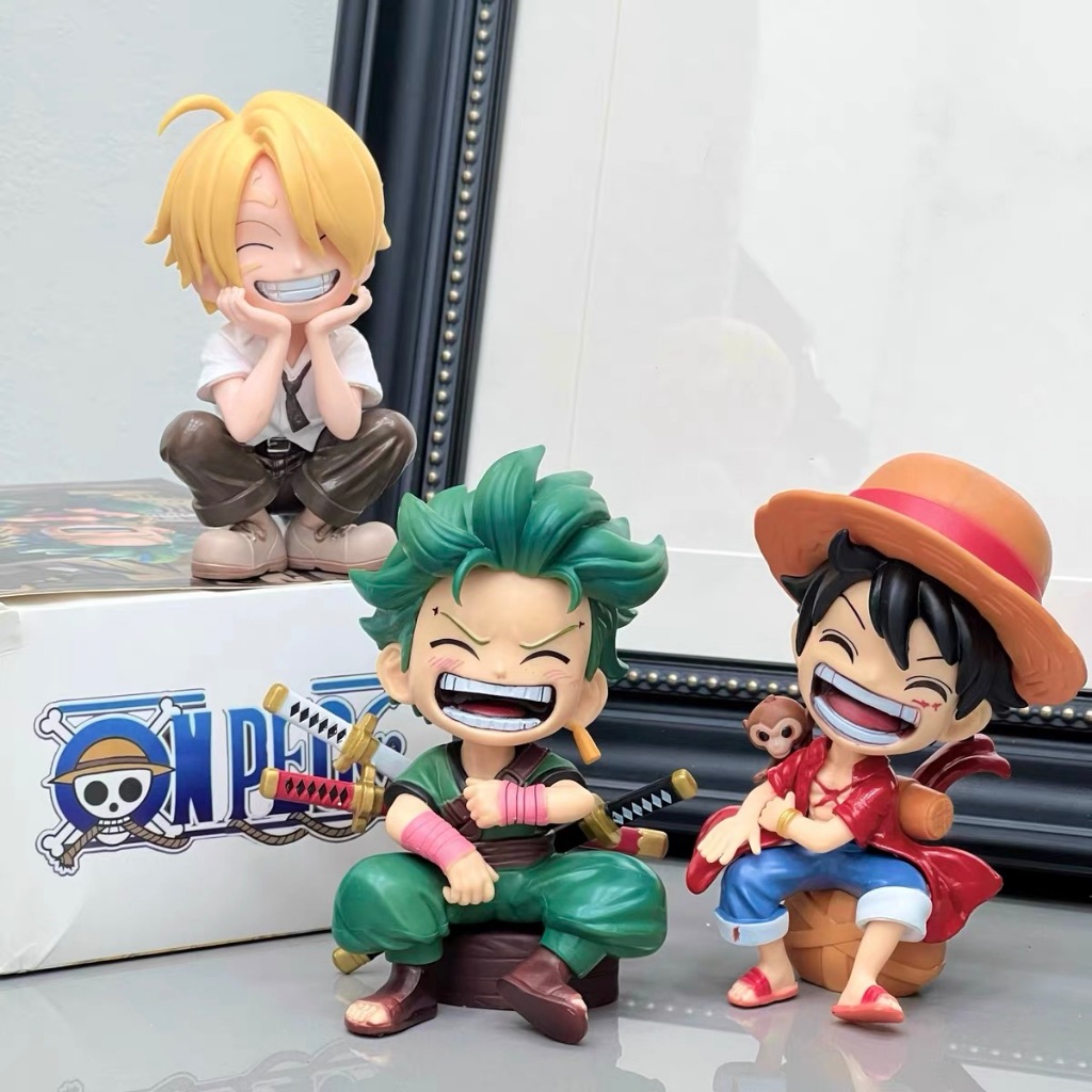 海賊王 Q版手辦 魯夫 坐姿大笑 路飛 索隆 山治 海賊王GK 航海王雕像 禮物 盒裝 桌面擺件 動漫周邊 動漫模型