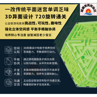 ※旭陽教育用品社※益智玩具-十四面3D魔幻迷宮(藍綠隨機)/立體迷宮球/3D立體魔方迷宮球/720度旋轉立體迷宮/旋轉魔