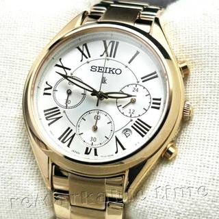 【SEIKO LUKIA】三眼鋼帶藍寶石水晶玻璃女錶款SRWZ14P1/SRWZ14(玫瑰金框)~送禮首選