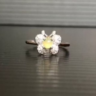 玉貴人…天然冰種蝴蝶黃翡翠玉戒指，特價