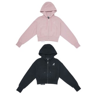 KANGOL 黑 粉 落肩 短版 連帽外套 女 64521402-