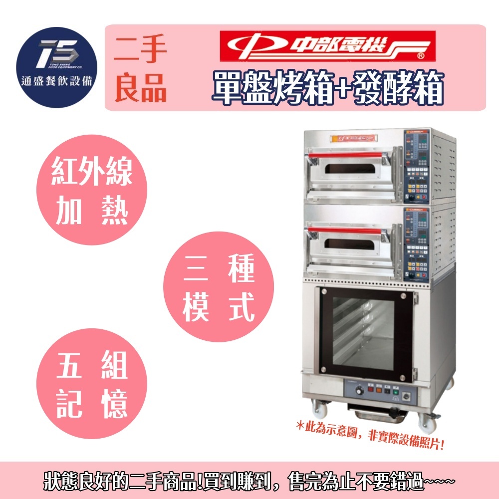 [通盛餐飲設備](二手整新良品)中部電機 單盤烤箱+發酵箱(K系列) 單盤兩層 三相220V
