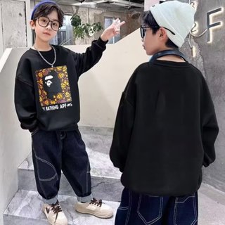 JUSTIN 臺灣現貨 童裝男童衛衣春秋款兒童打底衫2024新款中大童上衣男孩帥氣潮休閒衣服T恤