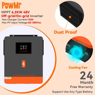 PowMr 6.2KW 離網太陽能混合逆變器 220V 內建 120A MPPT 太陽能充電控制器 支援48V電池