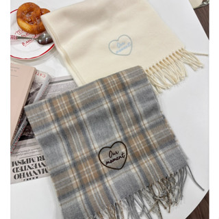 CLMA♡｜🇰🇷Korea 法式愛戀 刺繡愛心混羊毛流蘇圍巾