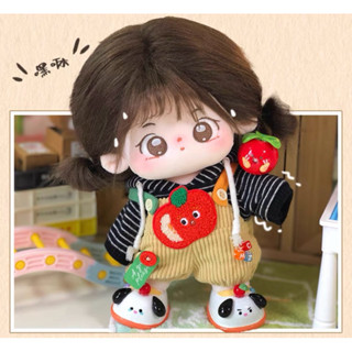 🇹🇼現貨🌷15cm 17cm 正版宇宙商店 蘋果南瓜橘子蔬菜水果揹帶褲🍒吊帶褲 棉花娃娃 無屬性 labubu拉布布娃衣