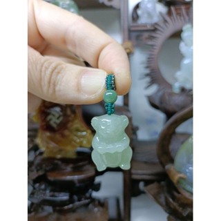 天然翡翠A貨緬甸玉 滿綠底小熊 立體雕刻 保證實物燈光避光照片錄影 吊墜 吊飾 掛飾