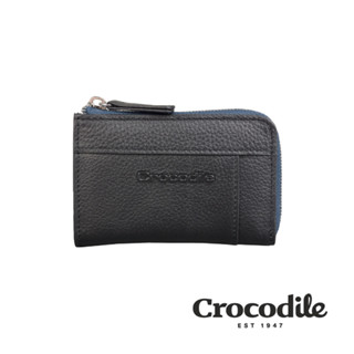 Crocodile 鱷魚皮件 零錢包男 輕巧L拉鍊零錢包 真皮 荔紋系列 Easy 0103-08004
