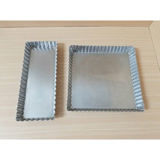 二手 不銹鋼活底菊花 9吋長方形派盤/8吋正方形派盤/8吋圓形派盤 披薩盤 蛋糕烤盤 [狀況良好]