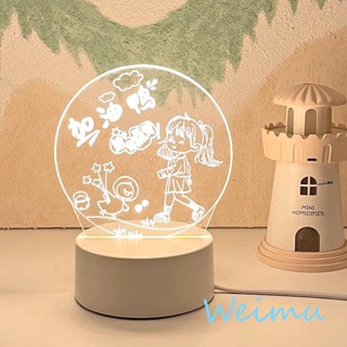 Weimu❀【臺灣現貨】ins留言板 3D小夜燈 發光亞克力 可擦手繪 桌面氛圍 DIY空白記事板