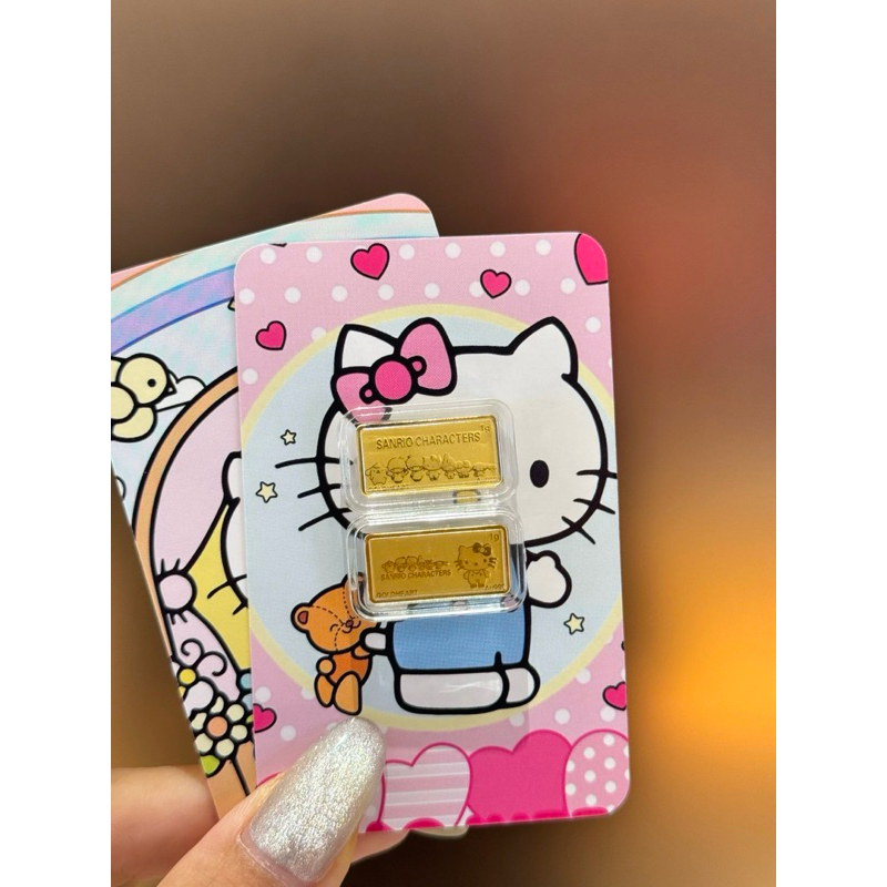 金大囍銀樓附保證書現貨台灣出貨黃金999.9足金kitty投資小金條1克約0.27錢正反面收藏送禮自用三麗鷗小金條