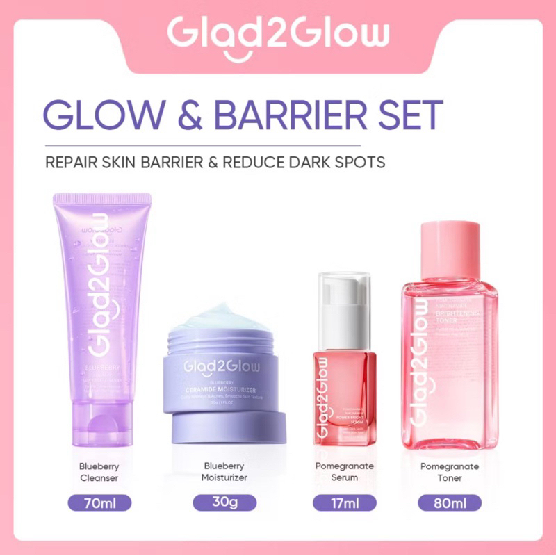 Glad2Glow 4pcs Paket Skincare Moisturizer Glad2Glow件套护肤保湿霜套装