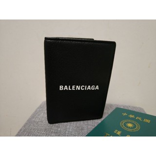 【8成新】㊣✨BALENCIAGA✨巴黎世家 黑色 印字 小牛皮 護照套 護照夾 皮夾 卡夾/二手皮夾/二手精品