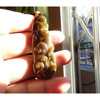 {玉彩繽紛}~天然緬甸《A貨》天然咖啡色~金玉滿堂、年年有餘(魚)~22