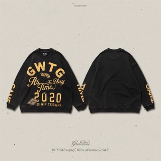 GAMETIME 2024 FW Washed Typography Sweatshirt 黑 黃 水洗 長袖上衣 衛衣