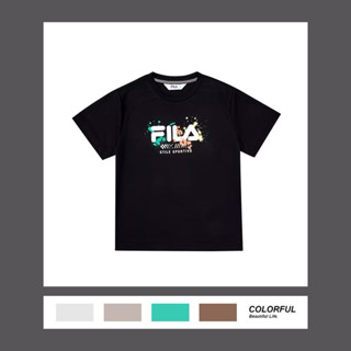 【FILA】KIDS 孩童款 吸濕排汗 運動短袖上衣-黑色 1TEX-4432-BK