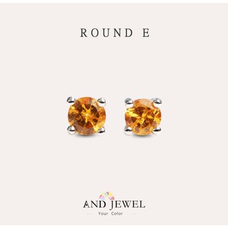 [安珠] 錳鋁榴石 橘色 圓形 4mm 耳環 經典系列 Round E 寶石銀飾 AND JEWEL