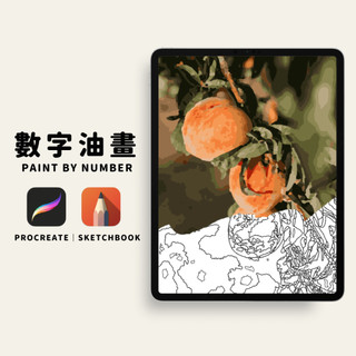 🍑24色桃子數字油畫｜數字油畫電子版｜零基礎可完成｜Procreate｜Sketchbook｜PNG格式