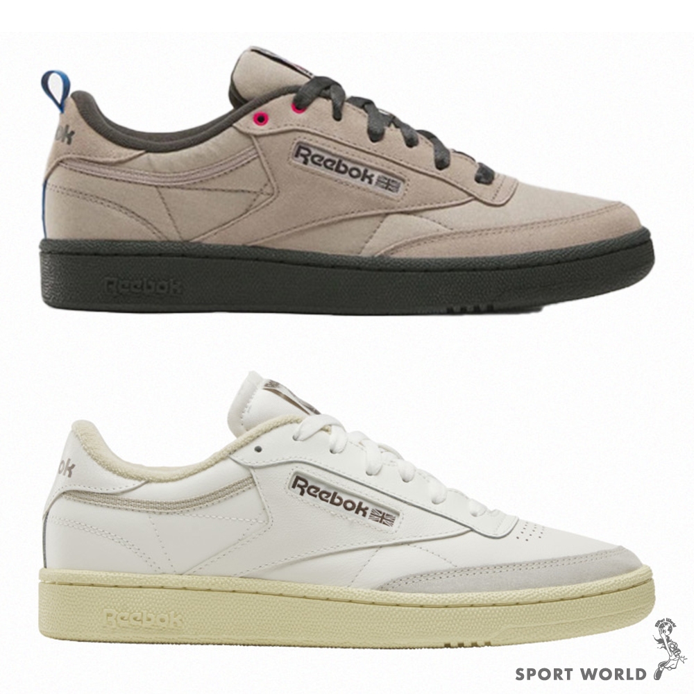 Reebok 休閒鞋 男鞋 CLUB C 85 卡其黑/米白灰【運動世界】100201188/100201119