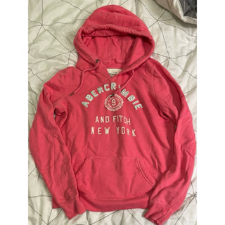 美國帶回專櫃購買正品 Abercrombie & Fitch亮片裝飾深粉紅色連帽長袖T恤上衣 帽T